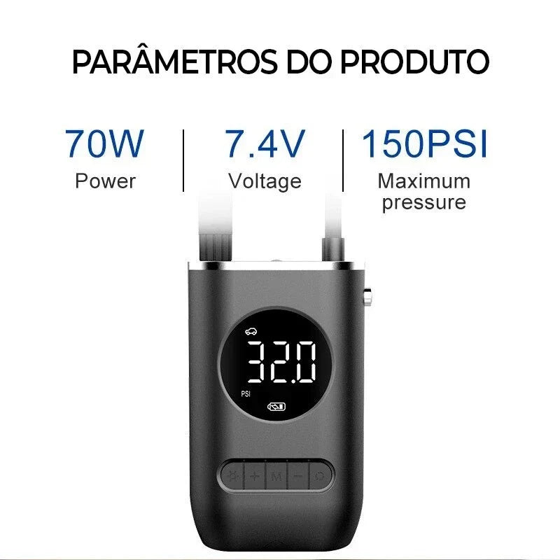 Bomba de Ar Portátil para Pneus - Imperacar